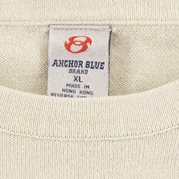 Vintage Anchor Blue Ribbed Textured Cream Knit Long Sleeve Sweater XL Hong Kong - Picture 2 of 3